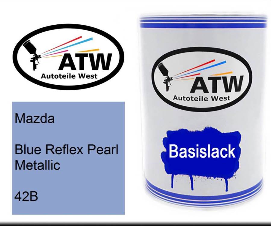 Mazda, Blue Reflex Pearl Metallic, 42B: 500ml Lackdose, von ATW Autoteile West.